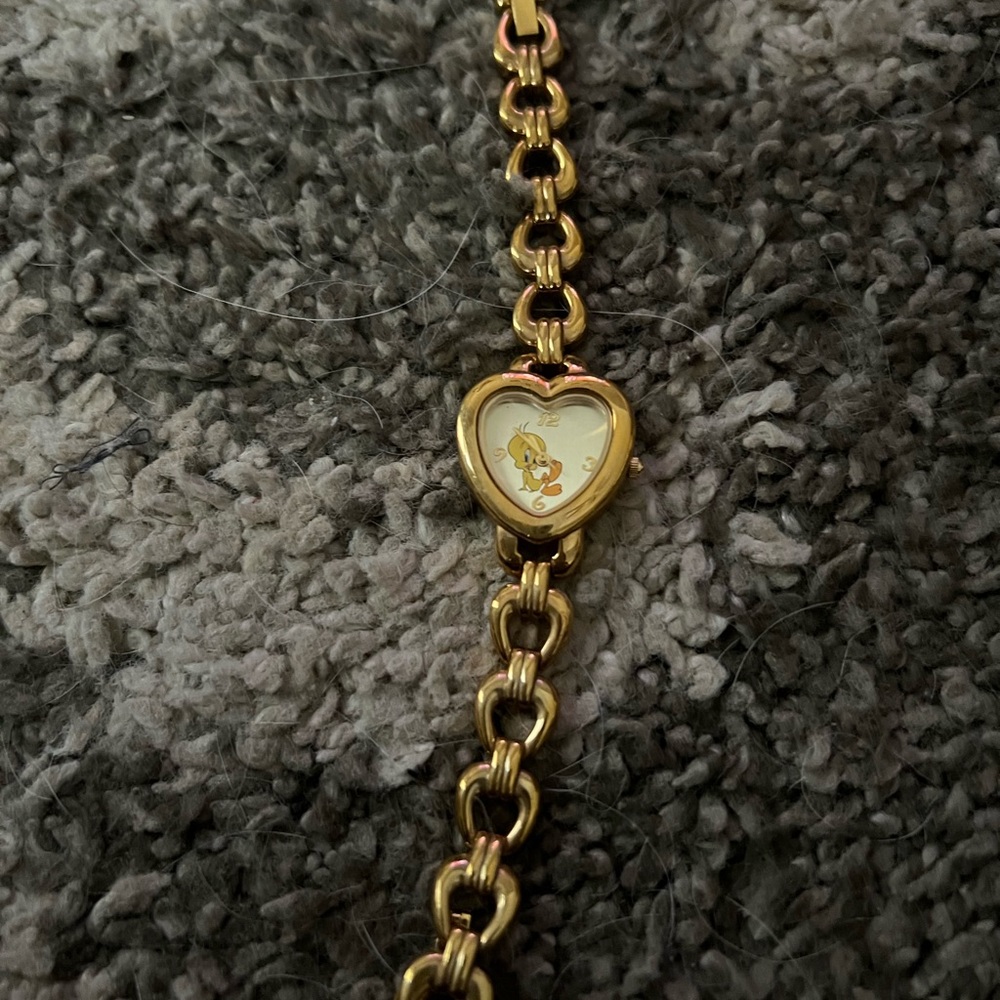 Tweety Gold Heart Charm watch